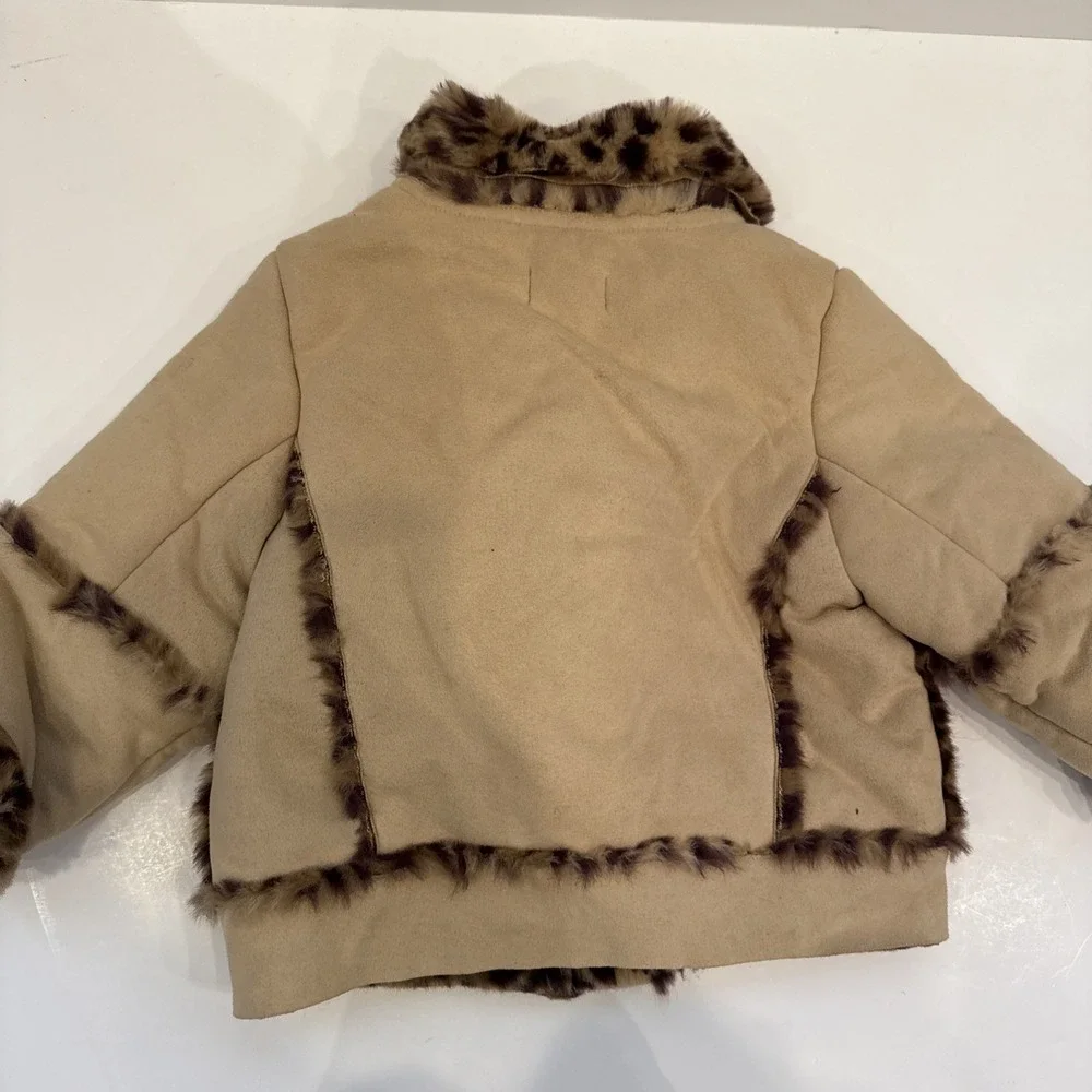 The Children's Place Girls Coat 24 Months Winter Leopard Faux Fur‎ Lined NWT